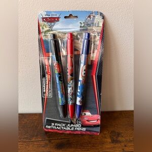 Disney Pixar Cars 2 Jumbo Retractable Pens 3-Pack - Lightning McQueen - NEW